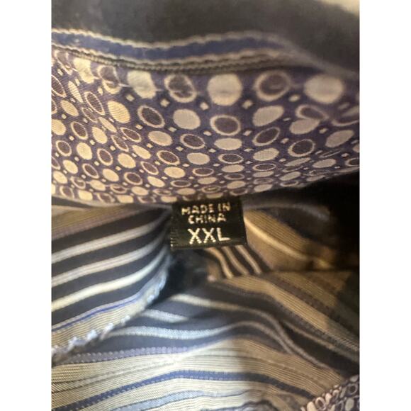 Bugatchi Uomo Blue Striped Button Down Dress Shirt sz XXL EUC - Picture 5 of 8